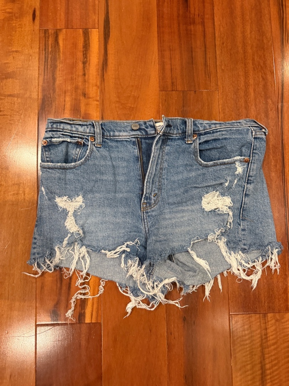 Abercrombie & Fitch Distressed Light Blue Denim Cutoff Shorts